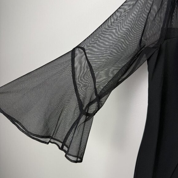 Alex Evenings Dress Womens 16 Black Sheath Rhinestone Mesh Overlay Party  Formal